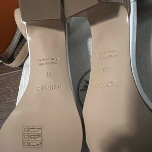 Hermes white sandals heel size 37 NEW